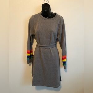 Torrid Gray sweatshirt dress rainbow cuff fleece lined large (0)